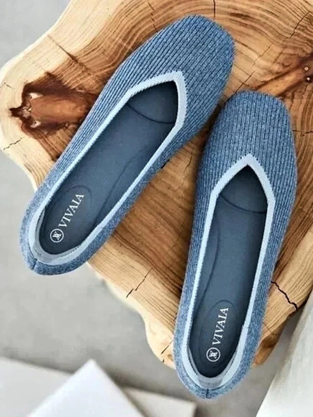 VIVAIA Margot 2.0 Square-Toe Knit Flat Flats Blue EU 39.5